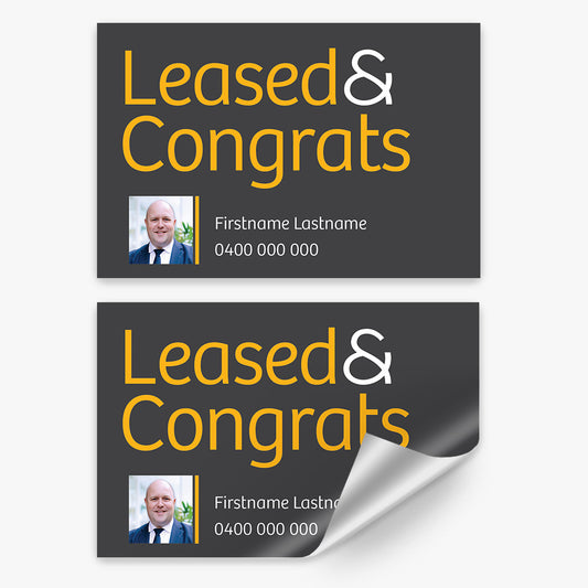 Leased & Congrats with Photo Sticker (Rectangle) - Raine & Horne