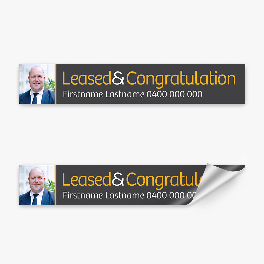 Leased & Congratulation with Photo Sticker (Rectangle) - Raine & Horne - Slim