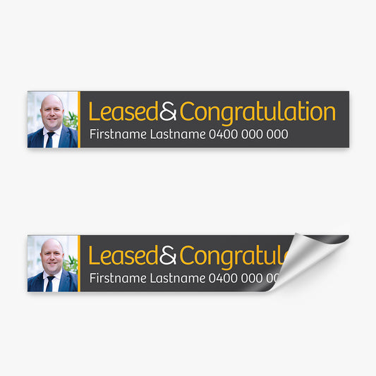 Leased & Congratulation with Photo Sticker (Rectangle) - Raine & Horne - Slim
