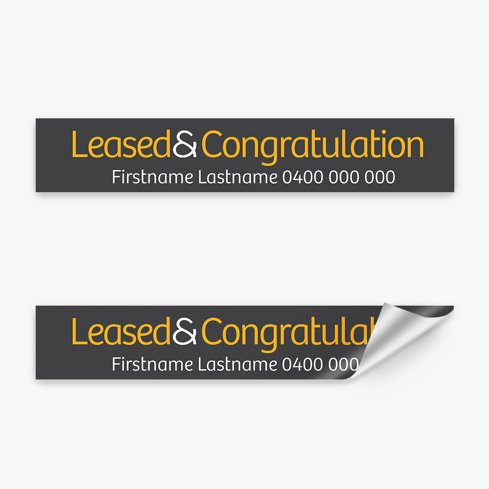 Leased & Congratulation with info Sticker (Rectangle) - Raine & Horne - Slim