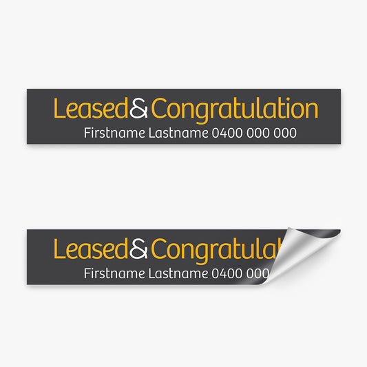 Leased & Congratulation with info Sticker (Rectangle) - Raine & Horne - Slim