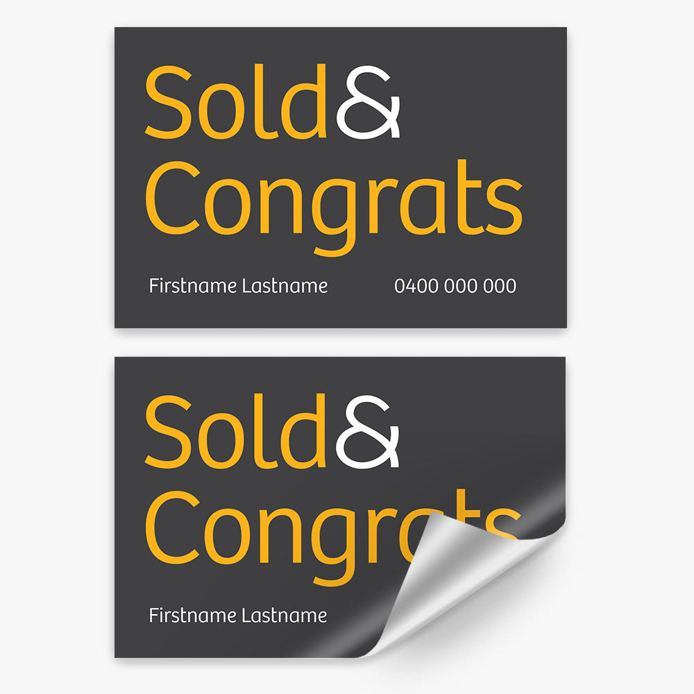Sold & Congrats with info Sticker (Rectangle) - Raine & Horne