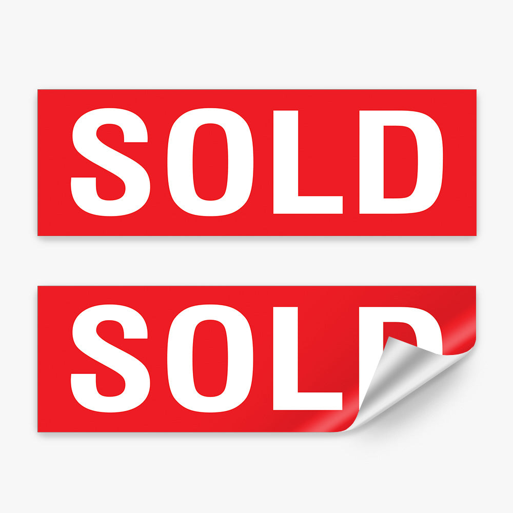 Generic Sold Sticker (Rectangle) Red-White – Real Stickers