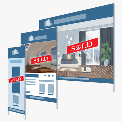 Sold Stickers - First National (Rectangle) Large: signboards and surfaces it suits