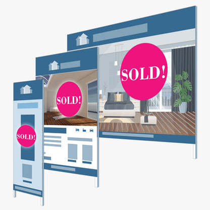 Sold Sticker (Round) - Pink_Bodoni: signboards and surfaces it suits
