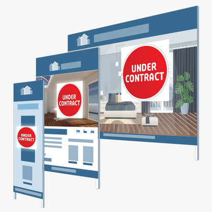 Under Contract Sticker (Round) - Red Gradient with White Border: signboards and surfaces it suits