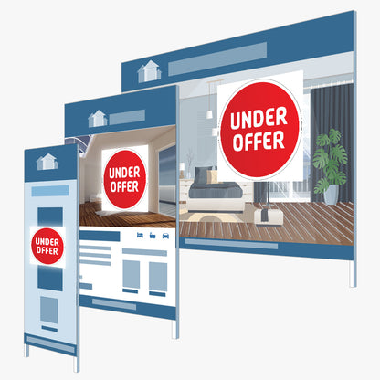 Under Offer Sticker (Round) - Red Gradient with White Border: signboards and surfaces it suits