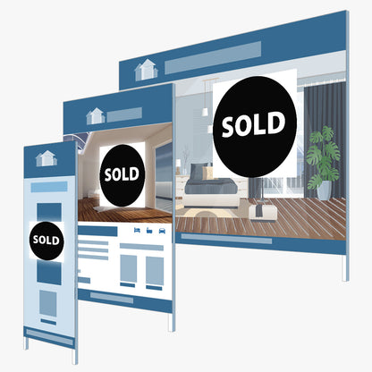 Sold Sticker (Round) (Black) - Zoom Real Estate: signboards and surfaces it suits