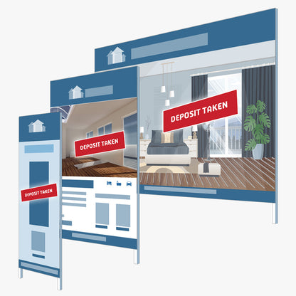 Deposit Taken Sticker (Rectangle): signboards and surfaces it suits