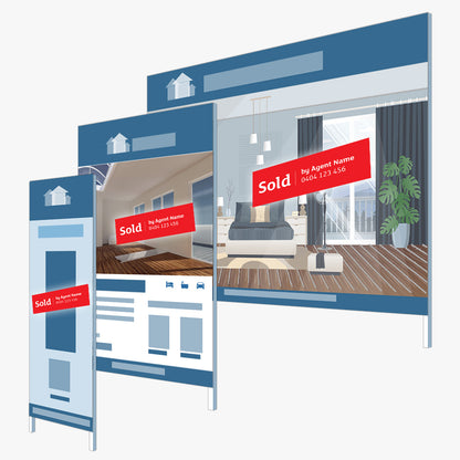 Sold Sticker with Agent Details (Rectangle) - LJ Hooker: signboards and surfaces it suits