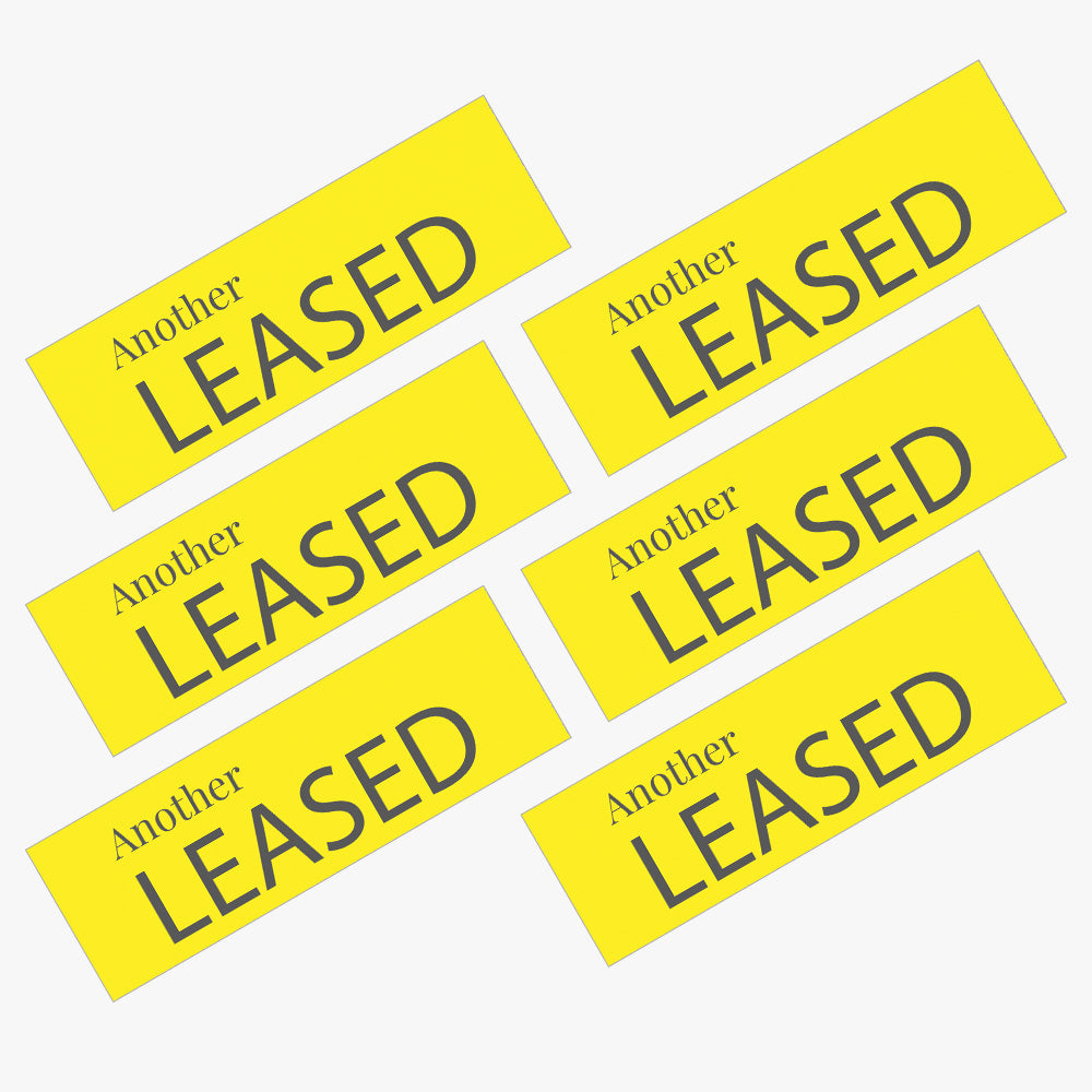 Leasing Sticker Leased Sticker With Yellow Background (Rectangle) – Real Stickers