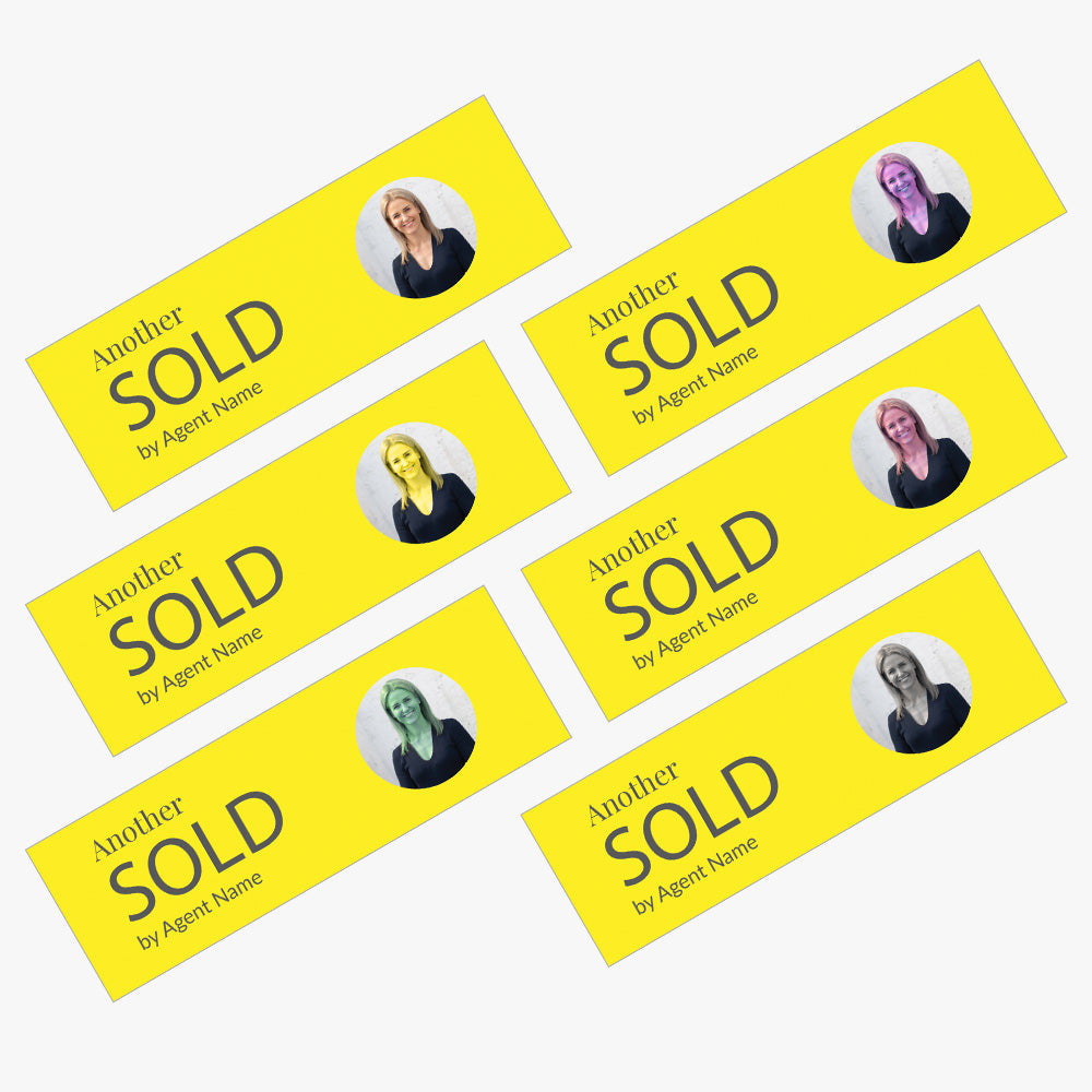 Sold Sticker With Yellow Background and Photo (Rectangle)